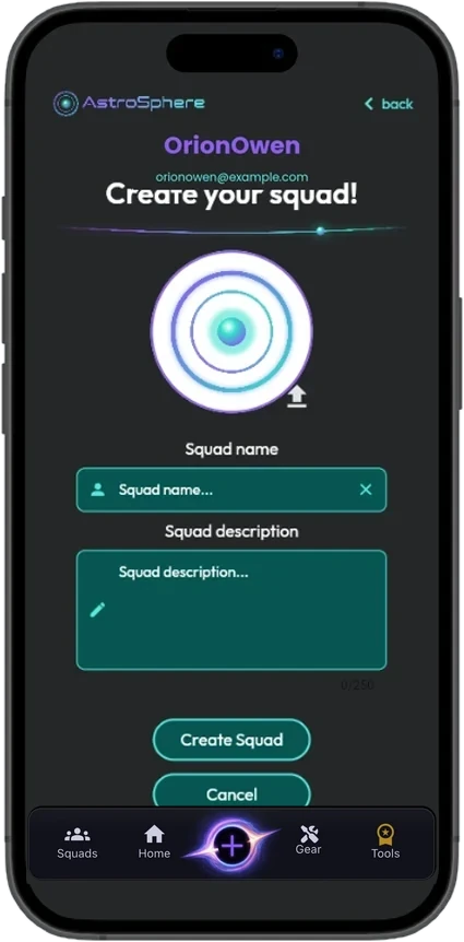 Create your squad screen with picture, name and description